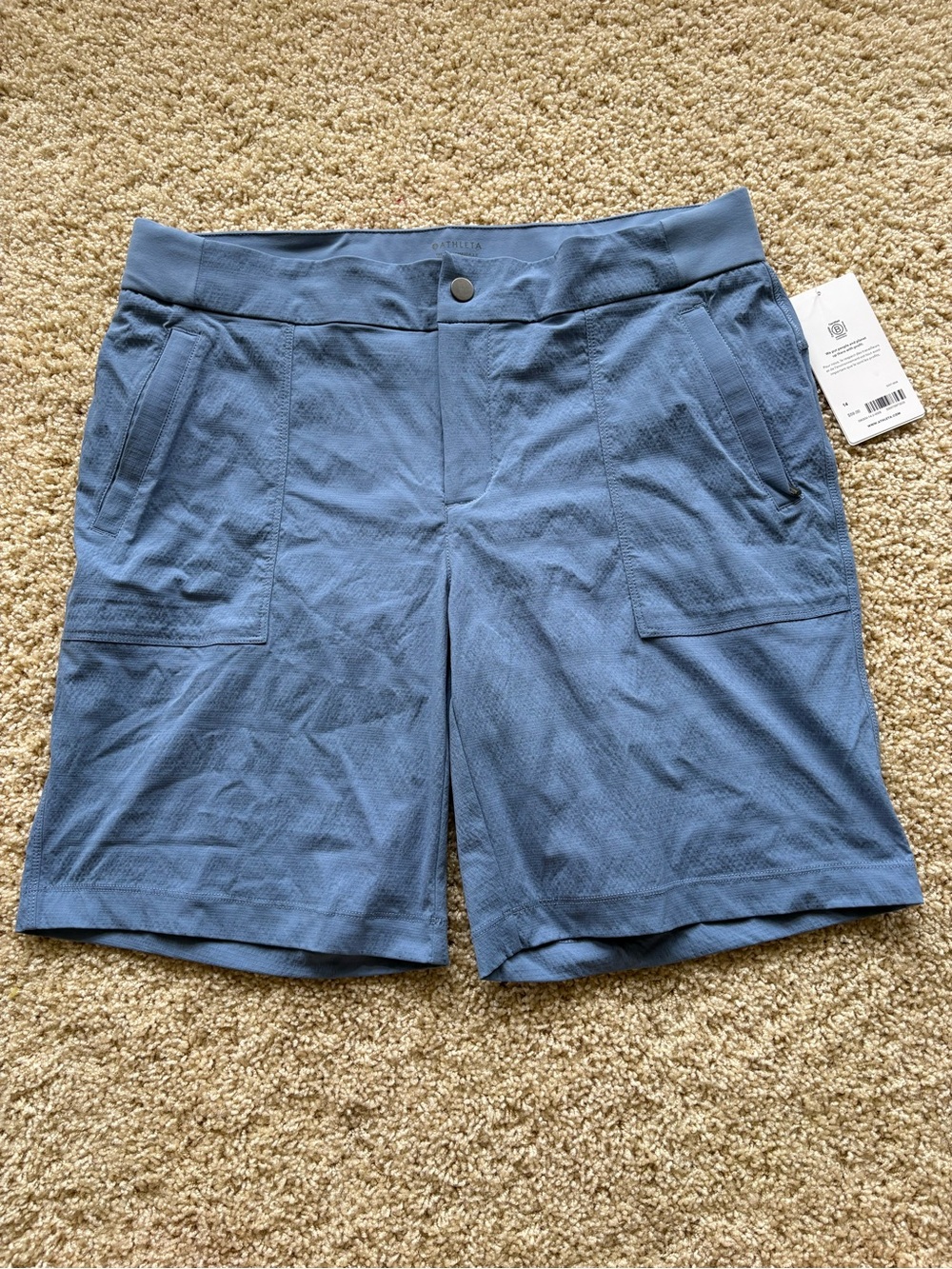 NWT Athleta Size 14 Trekkie Bermuda 2.0 Short Blue Hiking Trail